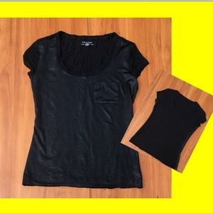 NEW 🌺Calvin Klein Black Polyurethane PU Textured Snake Ribbed Print Top - XS